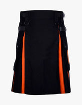 HYBRID ORANGE AND BLACK KILT - scottish kilt jacket
