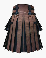 HYBRID TACTICAL KILT IN BLACK AND BROWN - scottish kilt jacket