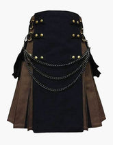 HYBRID TACTICAL KILT IN BLACK AND BROWN - scottish kilt jacket
