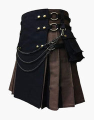 HYBRID TACTICAL KILT IN BLACK AND BROWN - scottish kilt jacket