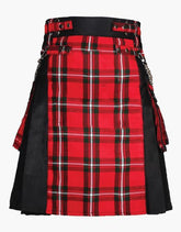 HYBRID KILT IN BLACK AND MACGREGOR TARTAN WITH CHAINS - scottish kilt jacket