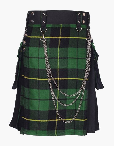 Detachable pockets and a hybrid hunter's kilt in black and white - scottish kilt jacket