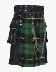 Detachable pockets and a hybrid hunter's kilt in black and white - scottish kilt jacket