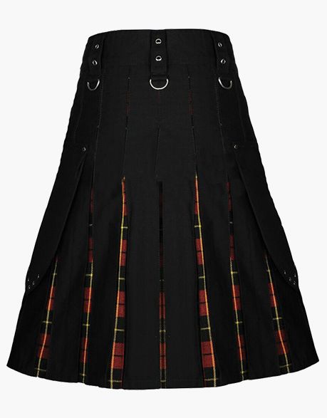 TARTAN HYBRID KILT IN BLACK AND WALLACE - scottish kilt jacket