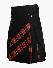 TARTAN HYBRID KILT IN BLACK AND WALLACE - scottish kilt jacket