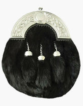 FUR SPORRAN BLACK FULL DRESS RABBIT - Scottish Kilt Jacket™ USA-UK