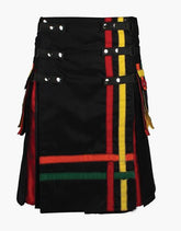 HYBRID BLACK RAINBOW KIT WITH DETACHABLE APRON - scottish kilt jacket