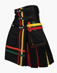 HYBRID BLACK RAINBOW KIT WITH DETACHABLE APRON - scottish kilt jacket