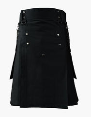 Elegant black utility kilt with a sophisticated design - Scottish Kilt Jacket™ USA-UK