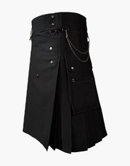 Elegant black utility kilt with a sophisticated design - Scottish Kilt Jacket™ USA-UK