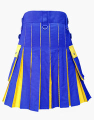 NEW HYBRID KILT IN TWO TONES, BLUE AND YELLOW - scottish kilt jacket