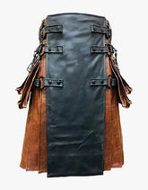 GOTHIC KILT IN BROWN AND BLACK LEATHER - Scottish Kilt Jacket™ USA-UK
