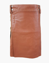 Luxurious Brown Leather Kilt - Brown Leather Kilt - Scottish Kilt Jacket™ USA-UK