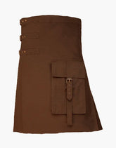 Front pocket and utility kilt in brown color - Scottish Kilt Jacket™ USA-UK
