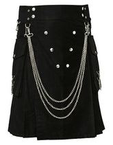 UTILITY CARGO KILT WITH SILVER CHAINS - Scottish Kilt Jacket™ USA-UK