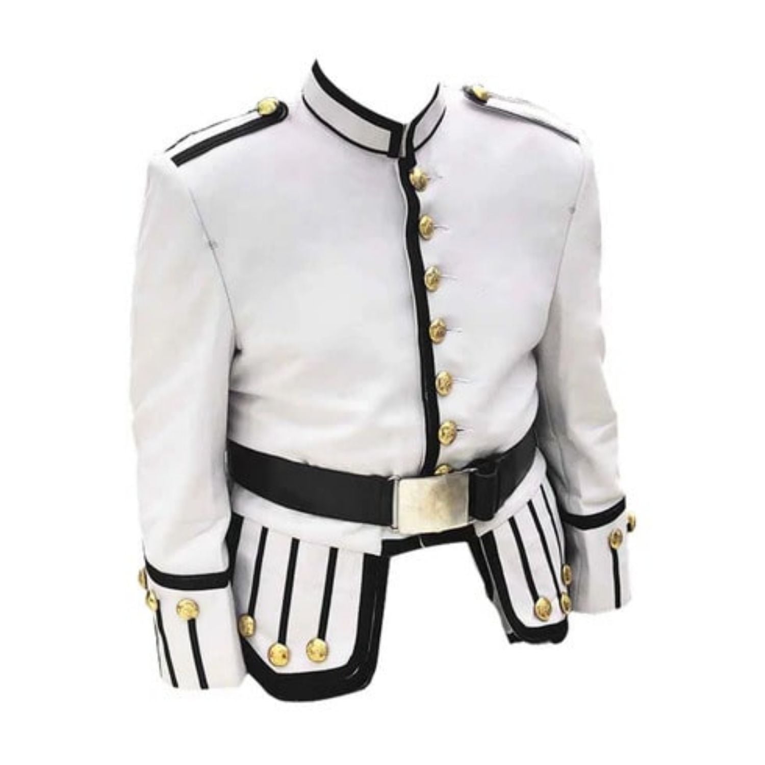 Doublet jacket, castellated shoulder boards, with 5 yard wool blend kilt - Scottish Kilt Jacket™ USA-UK