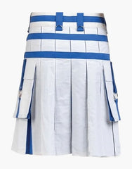 WHITE AND BLUE HYBRID KIT IN A GOTHIC STYLE - scottish kilt jacket