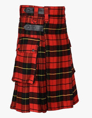 LEATHER STRAP LAUTREAMONT WALLACE TARTAN UTILITY KILT - scottish kilt jacket