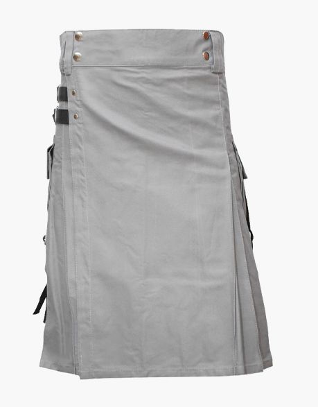 MEN'S GREY NYLON STRAPS UTILITY KILT - Scottish Kilt Jacket™ USA-UK