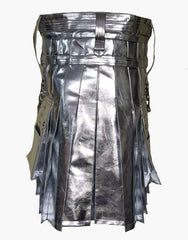 UTILITY KILT IN METALLIC SILVER - Scottish Kilt Jacket™ USA-UK