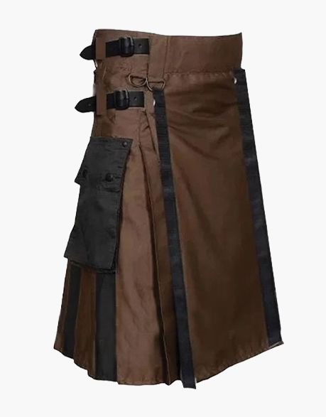 MODERN HYBRID KILT IN BROWN AND BLUE - scottish kilt jacket