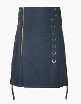 SIDE ZIPPER MODERN NAVY BLUE UTILITY KILT - Scottish Kilt Jacket™ USA-UK