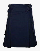 UTILITY KILT IN NAVY BLUE WITH SLANT POCKET - Scottish Kilt Jacket™ USA-UK