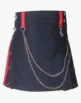 Modern hybrid short kilt in black and red for women - Scottish Kilt Jacket™ USA-UK