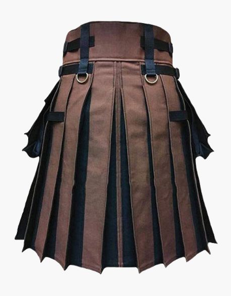 HYBRID TACTICAL KILT IN BLACK AND BROWN - scottish kilt jacket