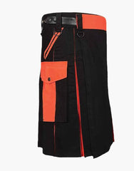 Orange and black utility kilt - Scottish Kilt Jacket™ USA-UK