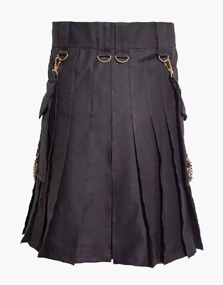 LUXE BLACK UTILITY KILT - Scottish Kilt Jacket™ USA-UK