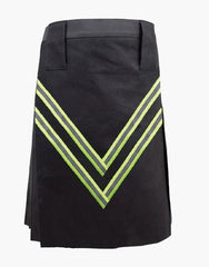 FASTENING STRAPS ON A BLACK FIREFIGHTER KILT - Scottish Kilt Jacket™ USA-UK