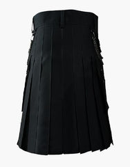 Elegant black utility kilt with a sophisticated design - Scottish Kilt Jacket™ USA-UK
