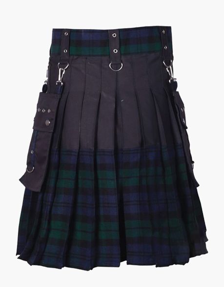STYLISH BLACK WATCH HYBRID UTILITY KILT - scottish kilt jacket