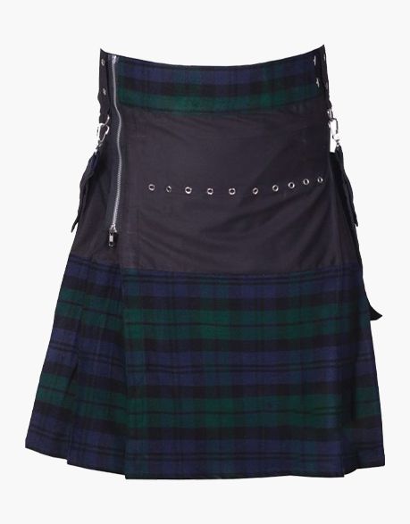 STYLISH BLACK WATCH HYBRID UTILITY KILT - scottish kilt jacket