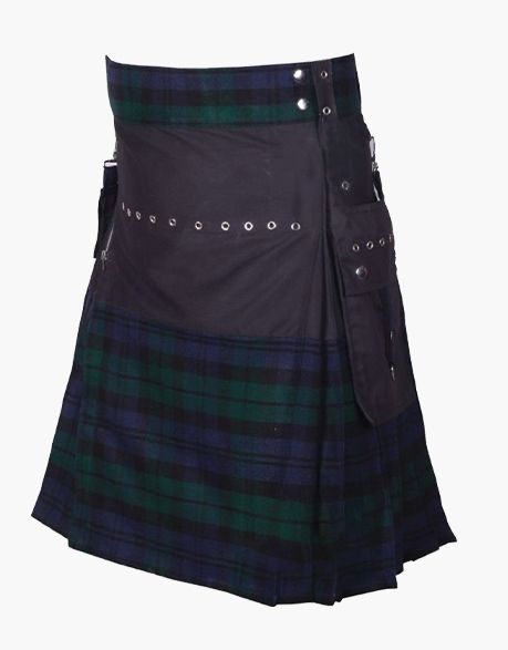 STYLISH BLACK WATCH HYBRID UTILITY KILT - scottish kilt jacket