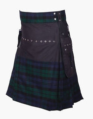 STYLISH BLACK WATCH HYBRID UTILITY KILT - scottish kilt jacket