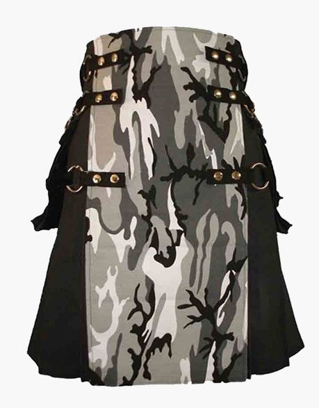 Urban Camo Gothic Utility Kit in Black - scottish kilt jacket