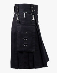 WITH DETACHABLE POCKETS-BLACK KILT - Scottish Kilt Jacket™ USA-UK