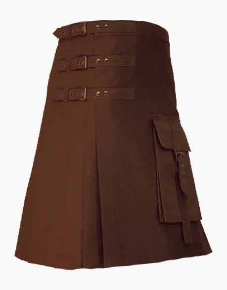 Front pocket and utility kilt in brown color - Scottish Kilt Jacket™ USA-UK