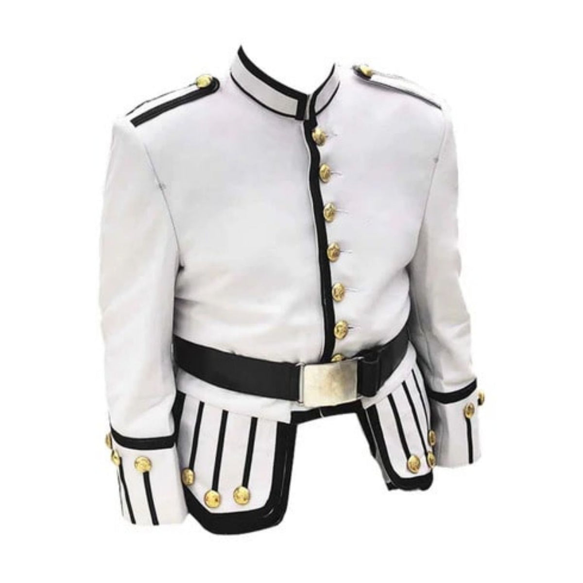 Doublet jacket, castellated shoulder boards, with 5 yard wool blend kilt - Scottish Kilt Jacket™ USA-UK