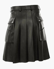 MODERN BLACK LEATHER KILT - Scottish Kilt Jacket™ USA-UK