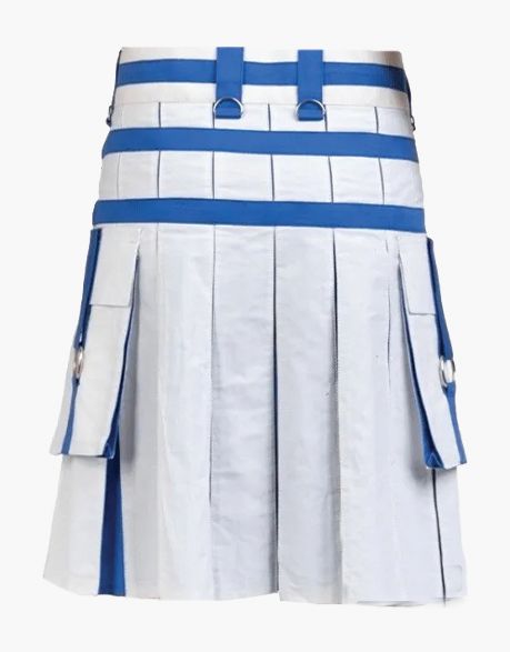 WHITE AND BLUE HYBRID KILT IN A GOTHIC STYLE - scottish kilt jacket