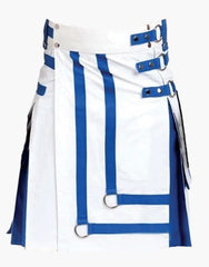 WHITE AND BLUE HYBRID KILT IN A GOTHIC STYLE - scottish kilt jacket