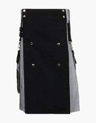 Two-tone utility hybrid kit in grey and black color - scottish kilt jacket