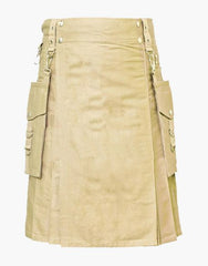 Men's Khaki Detachable Kilt - Scottish Kilt Jacket™ USA-UK