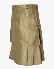 KHAKI SLANT POCKETS UTILITY KILT - Scottish Kilt Jacket™ USA-UK