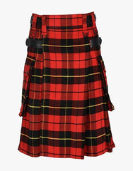 LEATHER STRAP LAUTREAMONT WALLACE TARTAN UTILITY KILT - scottish kilt jacket