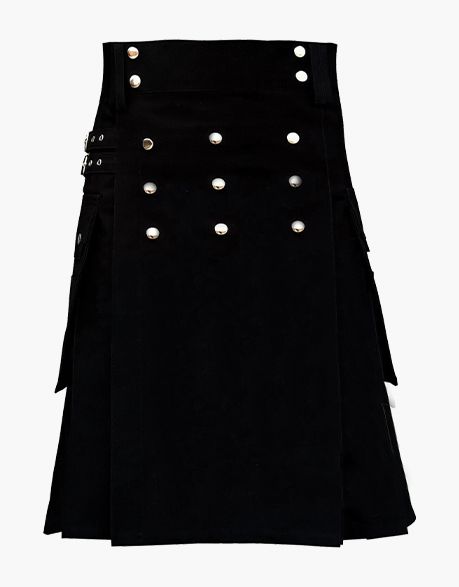 Men's Utility Kilt in Black Fashion - Scottish Kilt Jacket™ USA-UK