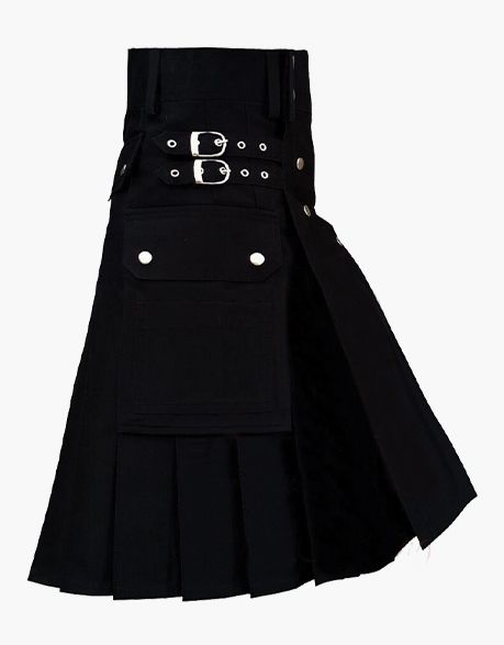 Men's Utility Kilt in Black Fashion - Scottish Kilt Jacket™ USA-UK